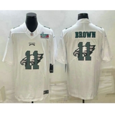 Men's Philadelphia Eagles #11 AJ Brown Super Bowl LVII Patch White Shadow Logo Limited Stitched Jersey