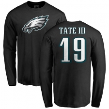 Nike Philadelphia Eagles #19 Golden Tate III Black Name & Number Logo Long Sleeve T-Shirt