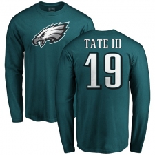 Nike Philadelphia Eagles #19 Golden Tate III Green Name & Number Logo Long Sleeve T-Shirt