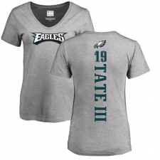 Women's Nike Philadelphia Eagles #19 Golden Tate III Ash Backer V-Neck T-Shirt