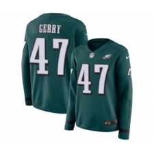 Women's Nike Philadelphia Eagles #47 Nate Gerry Limited Green Therma Long Sleeve NFL Jersey