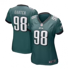 Women's Philadelphia Eagles #98 Jalen Carter Nike Midnight Green 2023 NFL Draft First Round Pick Limited Jersey