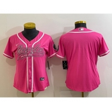 Women's Philadelphia Eagles Blank Pink With Patch Cool Base Stitched Baseball Jersey