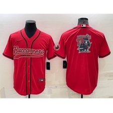 Men's Tampa Bay Buccaneers Red Team Big Logo With Patch Cool Base Stitched Baseball Jersey