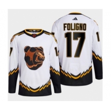 Men's Boston Bruins #17 Nick Foligno White 2022-23 Reverse Retro Stitched Jersey