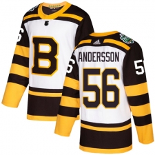 Youth Adidas Boston Bruins #56 Axel Andersson Authentic White 2019 Winter Classic NHL Jersey