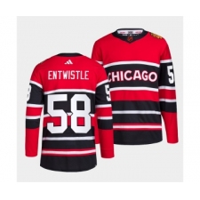 Men's Chicago Blackhawks #58 MacKenzie Entwistle Red Black 2022 Reverse Retro Stitched Jersey