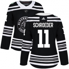 Women's Adidas Chicago Blackhawks #11 Jordan Schroeder Authentic Black 2019 Winter Classic NHL Jersey