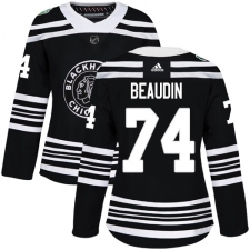 Women's Adidas Chicago Blackhawks #74 Nicolas Beaudin Authentic Black 2019 Winter Classic NHL Jersey
