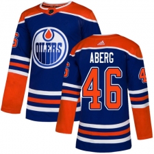 Men's Adidas Edmonton Oilers #46 Pontus Aberg Premier Royal Blue Alternate NHL Jersey