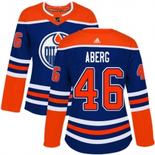 Women's Adidas Edmonton Oilers #46 Pontus Aberg Authentic Royal Blue Alternate NHL Jersey