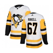 Men's Adidas Pittsburgh Penguins #67 Rickard Rakell White Road Authentic Stitched NHL Jersey