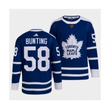 Men's Toronto Maple Leafs Black #58 Michael Bunting Blue 2022 Reverse Retro Stitched Jersey