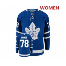 Women's Toronto Maple Leafs #78 TJ BRODIE Royal Blue Adidas Stitched NHL Jersey
