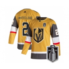Men's Vegas Golden Knights #2 Zach Whitecloud Gold 2023 Stanley Cup Final Stitched Jersey