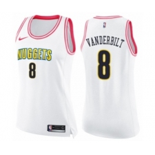 Women's Nike Denver Nuggets #8 Jarred Vanderbilt Swingman White Pink Fashion NBA Jersey