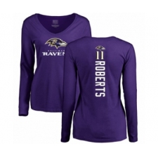 Football Women's Baltimore Ravens #11 Seth Roberts Purple Backer Long Sleeve T-Shirt