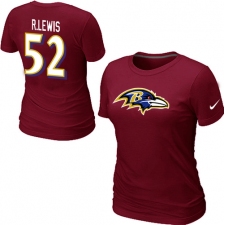Nike Baltimore Ravens #52 Ray Lewis Name & Number Women's NFL T-Shirt - Red