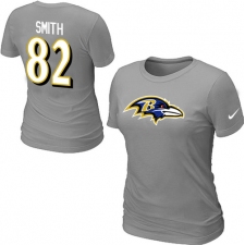 Nike Baltimore Ravens #82 Torrey Smith Name & Number Women's NFL T-Shirt - Grey