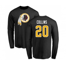 Football Washington Redskins #20 Landon Collins Black Name & Number Logo Long Sleeve T-Shirt