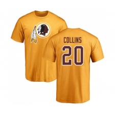 Football Washington Redskins #20 Landon Collins Gold Name & Number Logo T-Shirt