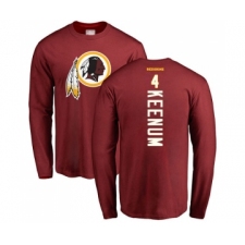 Football Washington Redskins #4 Case Keenum Maroon Backer Long Sleeve T-Shirt