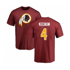 Football Washington Redskins #4 Case Keenum Maroon Name & Number Logo T-Shirt