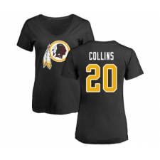 Football Women's Washington Redskins #20 Landon Collins Black Name & Number Logo T-Shirt