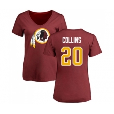 Football Women's Washington Redskins #20 Landon Collins Maroon Name & Number Logo T-Shirt