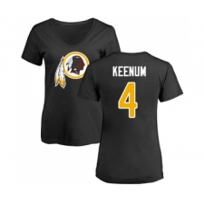 Football Women's Washington Redskins #4 Case Keenum Black Name & Number Logo T-Shirt