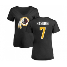 Football Women's Washington Redskins #7 Dwayne Haskins Black Name & Number Logo T-Shirt
