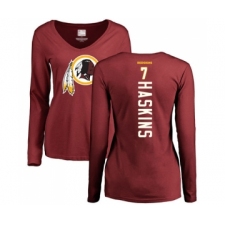Football Women's Washington Redskins #7 Dwayne Haskins Maroon Backer Long Sleeve T-Shirt