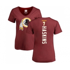 Football Women's Washington Redskins #7 Dwayne Haskins Maroon Backer T-Shirt