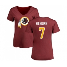 Football Women's Washington Redskins #7 Dwayne Haskins Maroon Name & Number Logo T-Shirt