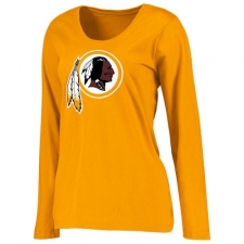 NFL Women's Washington Redskins Gold Primary Team Logo Slim Fit Long Sleeve T-Shirt
