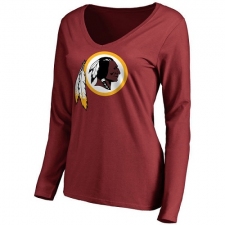 NFL Women's Washington Redskins Pro Line Burgundy Primary Team Logo Slim Fit Long Sleeve T-Shirt