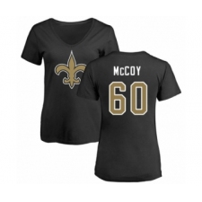 Football Women's New Orleans Saints #60 Erik McCoy Black Name & Number Logo Slim Fit T-Shirt