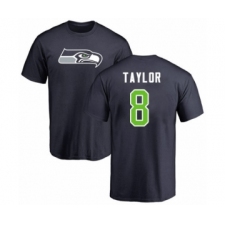 Football Seattle Seahawks #8 Jamar Taylor Navy Blue Name & Number Logo T-Shirt