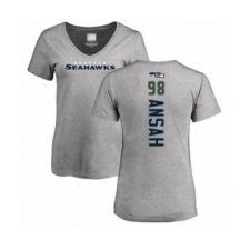 Football Women's Seattle Seahawks #98 Ezekiel Ansah Ash Backer T-Shirt