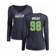 Football Women's Seattle Seahawks #98 Ezekiel Ansah Navy Blue Name & Number Logo Long Sleeve T-Shirt