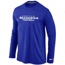 Nike Seattle Seahawks Authentic Font Long Sleeve NFL T-Shirt - Blue