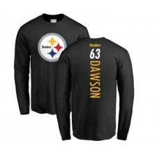 Football Pittsburgh Steelers #63 Dermontti Dawson Black Backer Long Sleeve T-Shirt