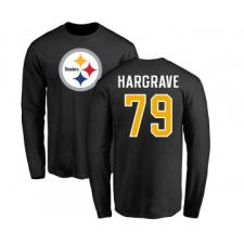 Football Pittsburgh Steelers #79 Javon Hargrave Black Name & Number Logo Long Sleeve T-Shirt