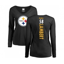 Football Women's Pittsburgh Steelers #58 Jack Lambert Black Backer Slim Fit Long Sleeve T-Shirt