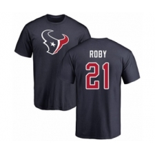 Football Houston Texans #21 Bradley Roby Navy Blue Name & Number Logo T-Shirt