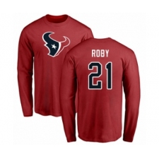 Football Houston Texans #21 Bradley Roby Red Name & Number Logo Long Sleeve T-Shirt