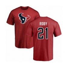 Football Houston Texans #21 Bradley Roby Red Name & Number Logo T-Shirt