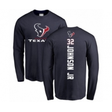 Football Houston Texans #32 Lonnie Johnson Navy Blue Backer Long Sleeve T-Shirt