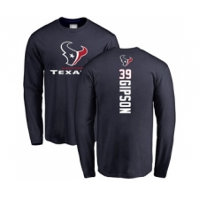 Football Houston Texans #39 Tashaun Gipson Navy Blue Backer Long Sleeve T-Shirt