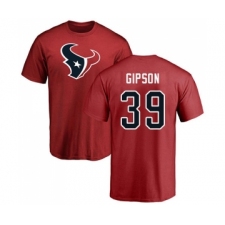 Football Houston Texans #39 Tashaun Gipson Red Name & Number Logo T-Shirt